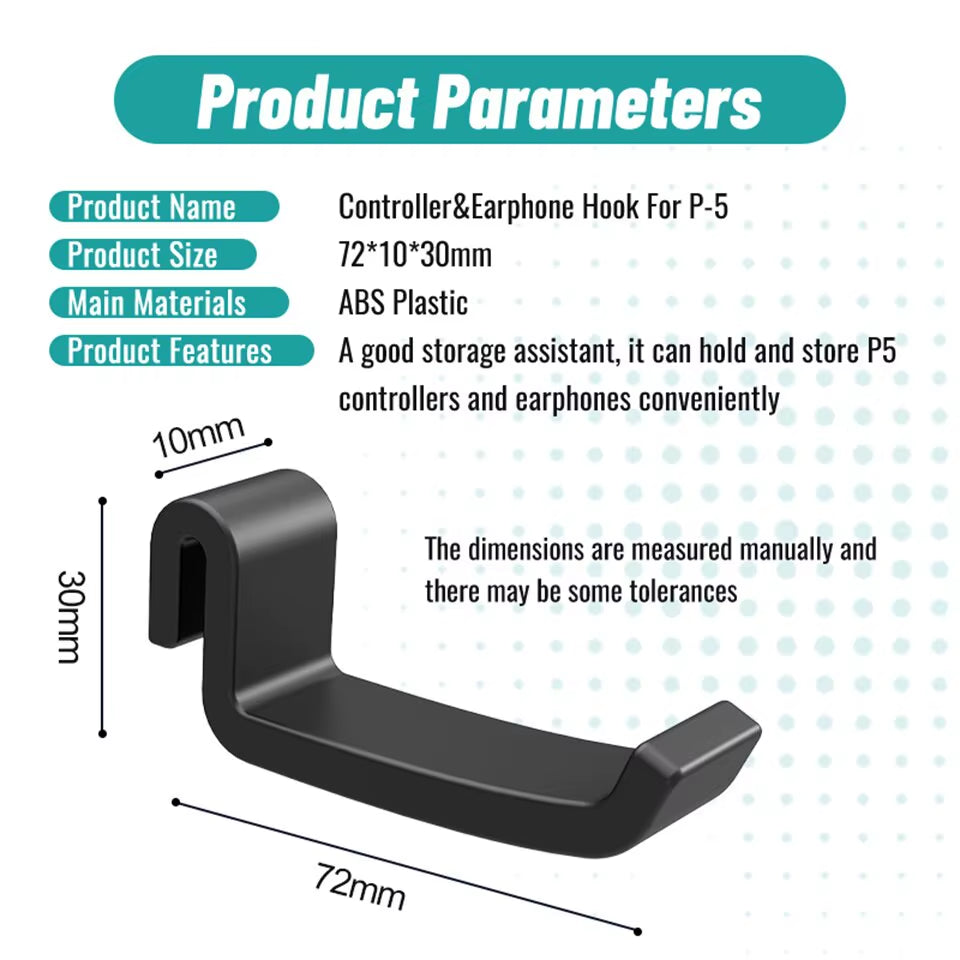 P512 Headphones Hanger Wall Mounted Gaming Headset Stand Rack for PS5 Console Game Accessories