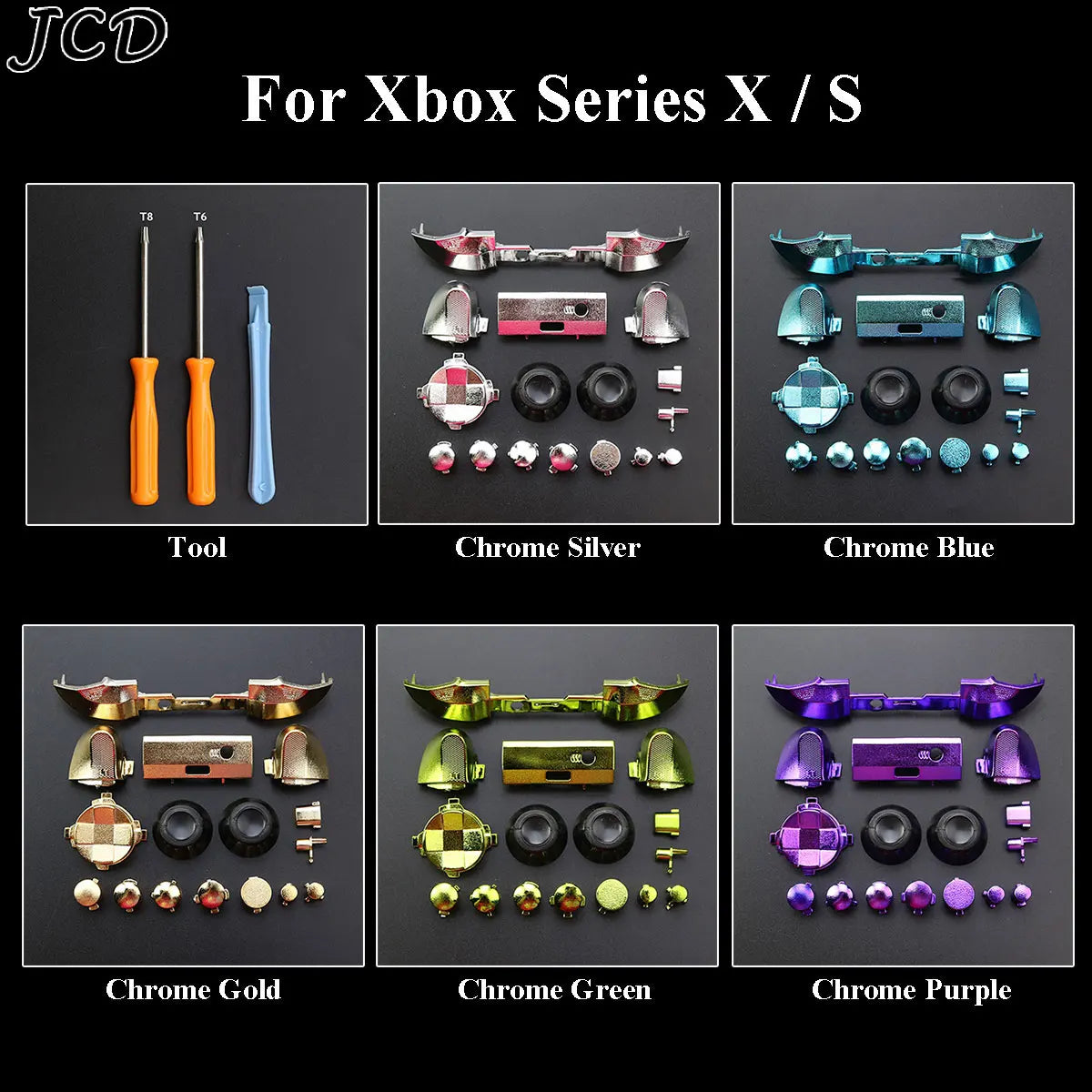 for Xbox Series X S Controller Chrome Buttons Kit L R LB RB Bumper Trigger Buttons Mod Kit Game Accessories