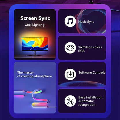 Smart LED Backlight Music Sync Screen Lights Gaming Strip Light Computer Monitor USB Ambient Light Gaming Room Atmosphere Decor