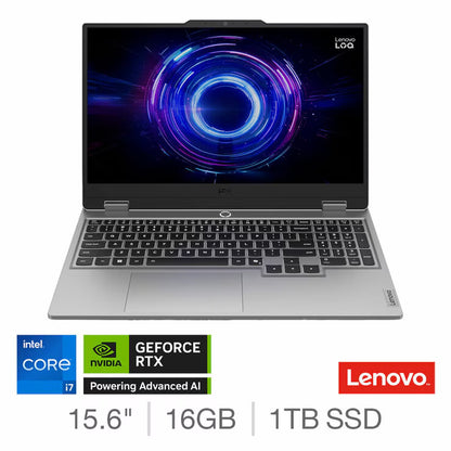 LOQ, Intel Core I7, 16GB RAM, 1TB SSD, NVIDIA Geforce RTX 5060, 15.6 Inch Gaming Laptop, 83JE000EUK