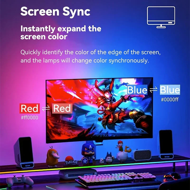Smart LED Backlight Music Sync Screen Lights Gaming Strip Light Computer Monitor USB Ambient Light Gaming Room Atmosphere Decor