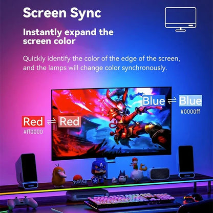 Smart LED Backlight Music Sync Screen Lights Gaming Strip Light Computer Monitor USB Ambient Light Gaming Room Atmosphere Decor