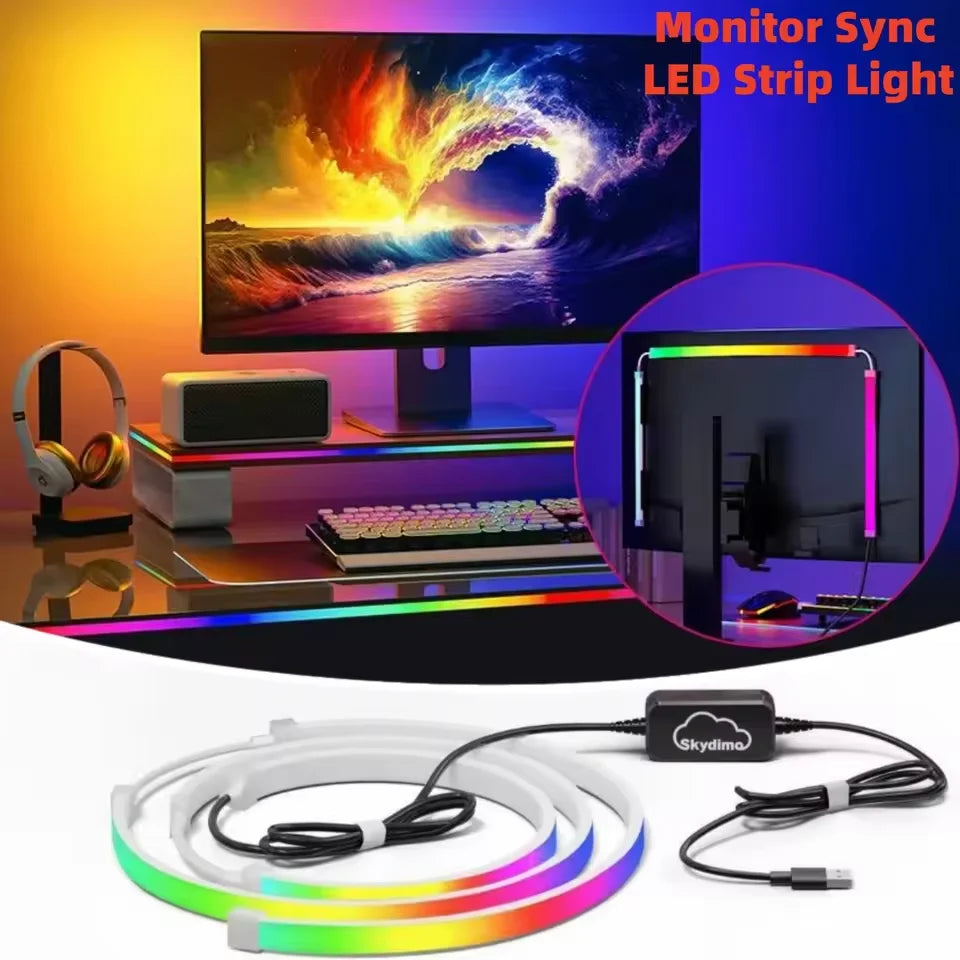 Smart LED Backlight Music Sync Screen Lights Gaming Strip Light Computer Monitor USB Ambient Light Gaming Room Atmosphere Decor
