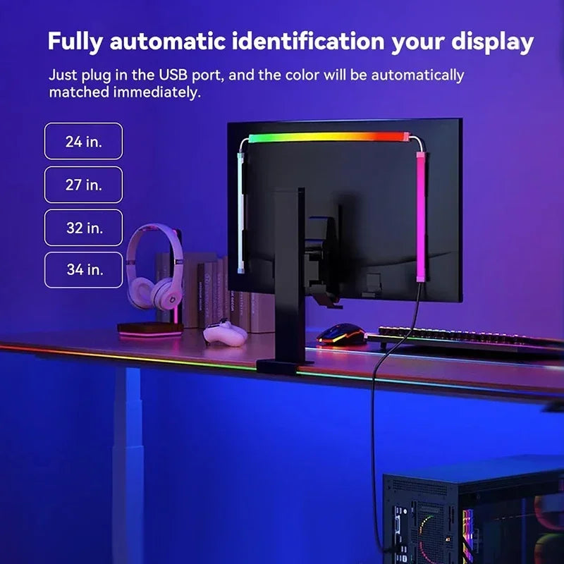 Smart LED Backlight Music Sync Screen Lights Gaming Strip Light Computer Monitor USB Ambient Light Gaming Room Atmosphere Decor