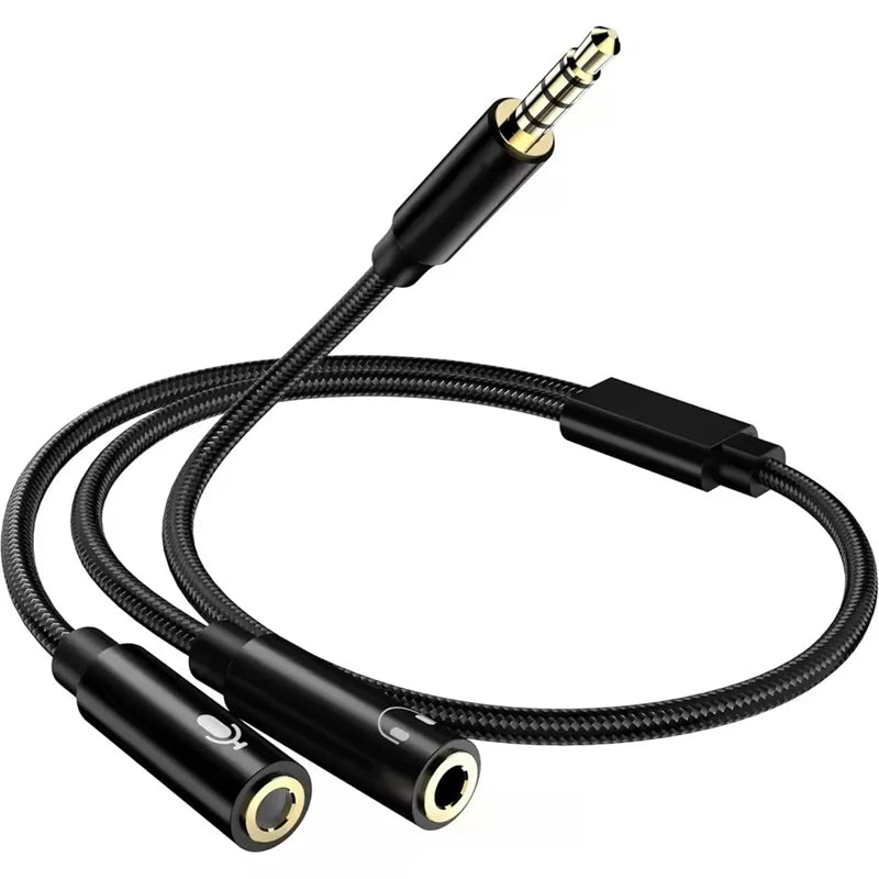 Headphone Splitter Cable AUX Audio Adapter Cord Jack 3.5Mm Male to 2 Female Earphone Y Extension Cables for Phone Laptop MP3 PS5