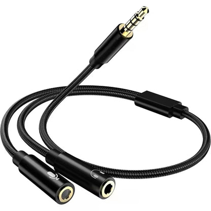 Headphone Splitter Cable AUX Audio Adapter Cord Jack 3.5Mm Male to 2 Female Earphone Y Extension Cables for Phone Laptop MP3 PS5