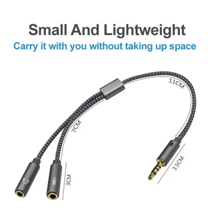 Headphone Splitter Cable AUX Audio Adapter Cord Jack 3.5Mm Male to 2 Female Earphone Y Extension Cables for Phone Laptop MP3 PS5